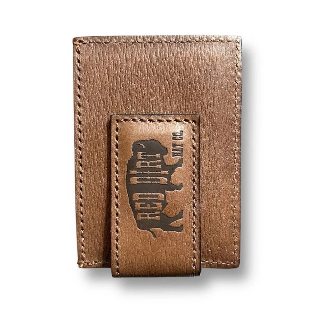 NIB Red Dirt Hat Co‎ Brown Magnetic Money Clip Card Holder Genuine Leather Aztec